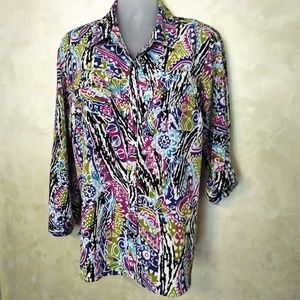 Kim Rogers Roll Sleeve Blouse Like New 2X